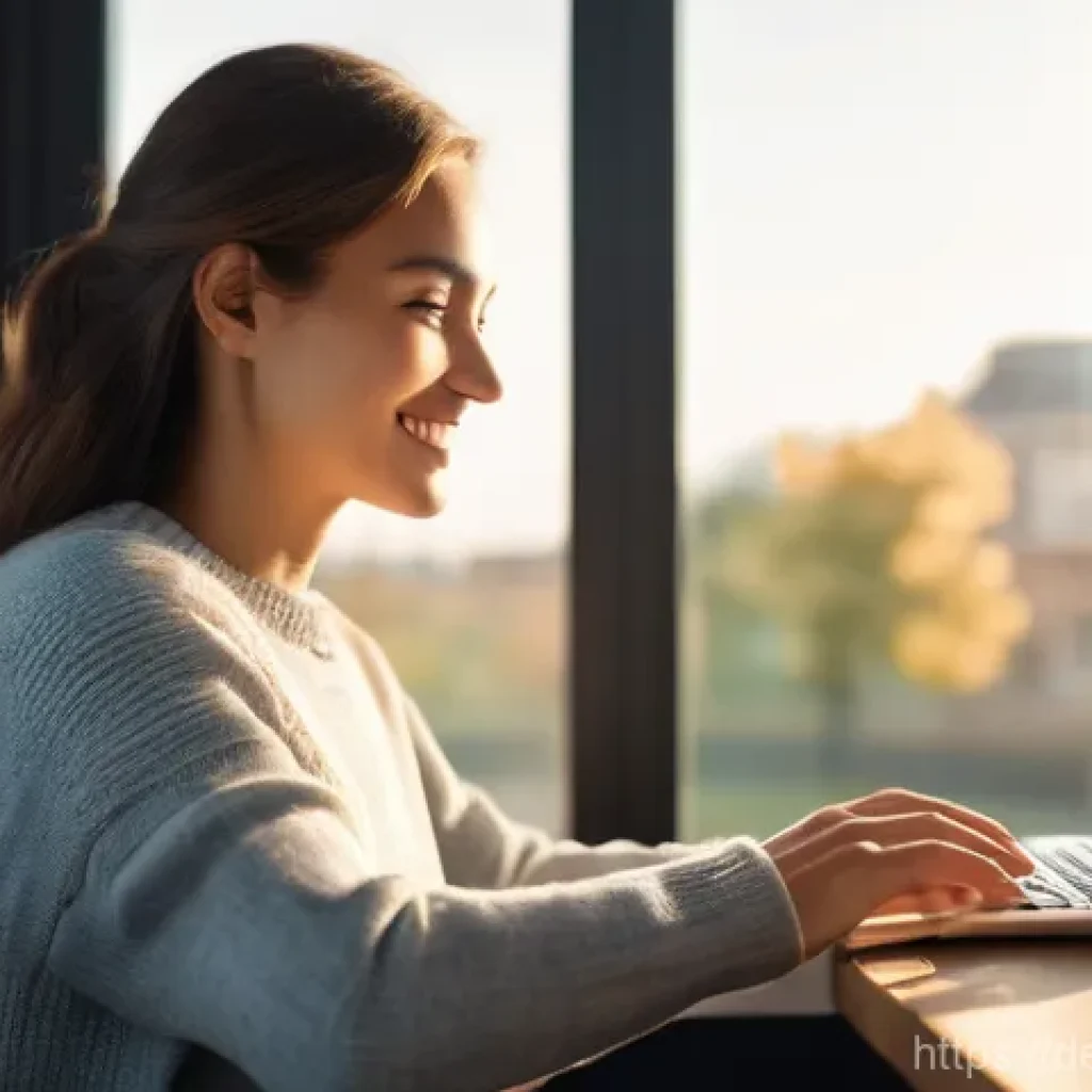 검색엔진 최적화를 위한 사용성 테스트 - **Prompt:** A young, friendly-looking woman, dressed in smart casual attire (e.g., a comfortable swe...