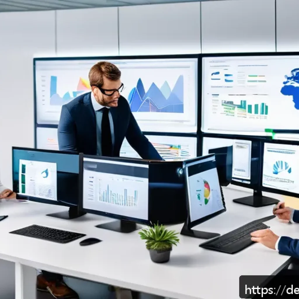 SEO와 경쟁 분석의 중요성 - A modern office setting showing a diverse team of digital marketing professionals collaborating on S...